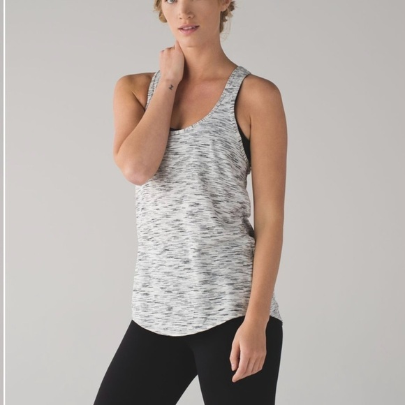 LULULEMON Salute the Sun Tank Top 2 Tie Back Tiger Space Dye Black White Baggy - Picture 3 of 10